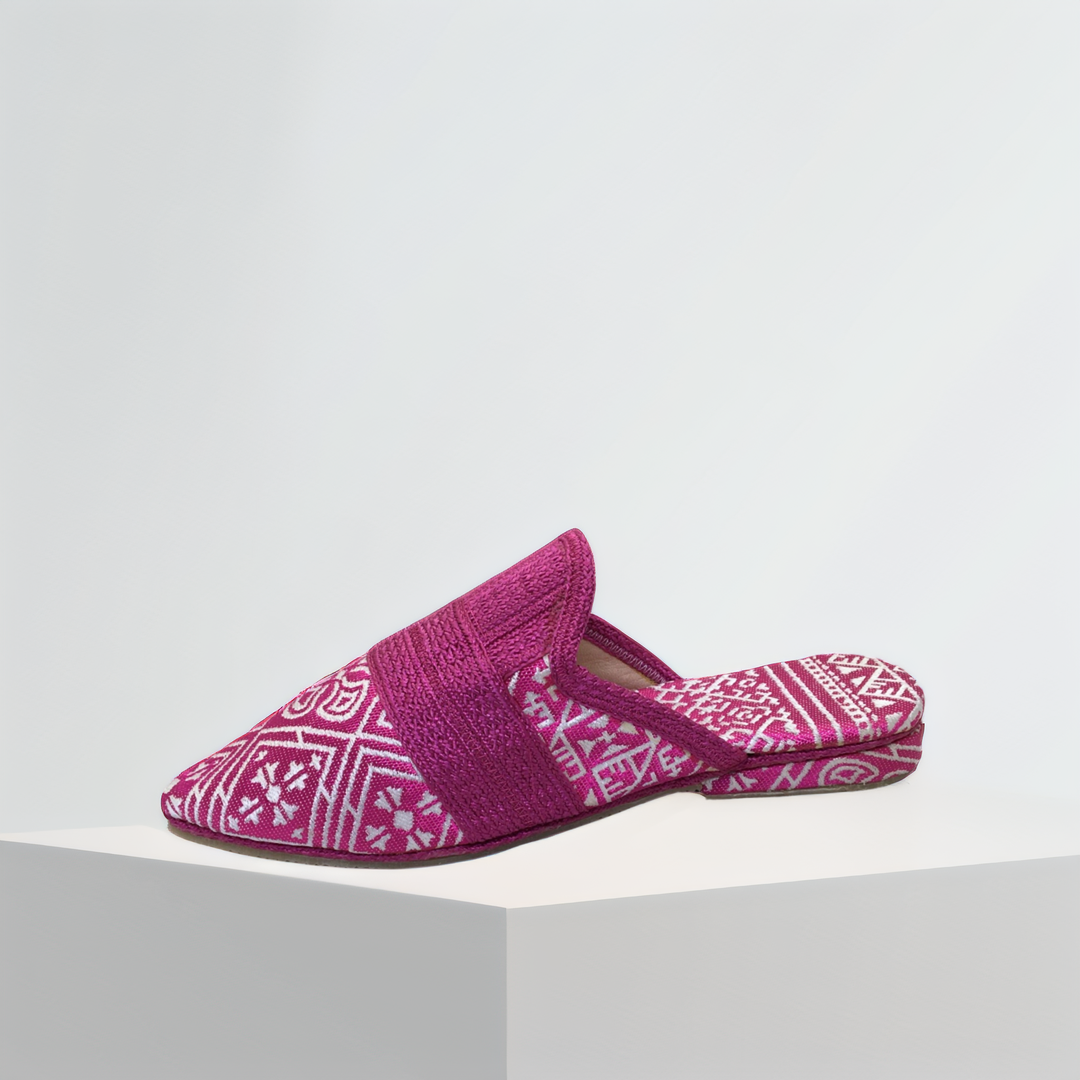 Handmade Moroccan Women’s Babouche Mule – Tamzer Pink Limited Edition | Luxury Berber Slippers