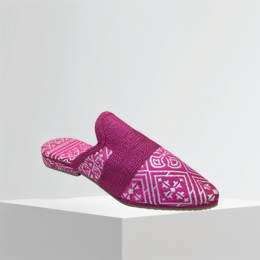 Handmade Moroccan Women’s Babouche Mule – Tamzer Pink Limited Edition | Luxury Berber Slippers