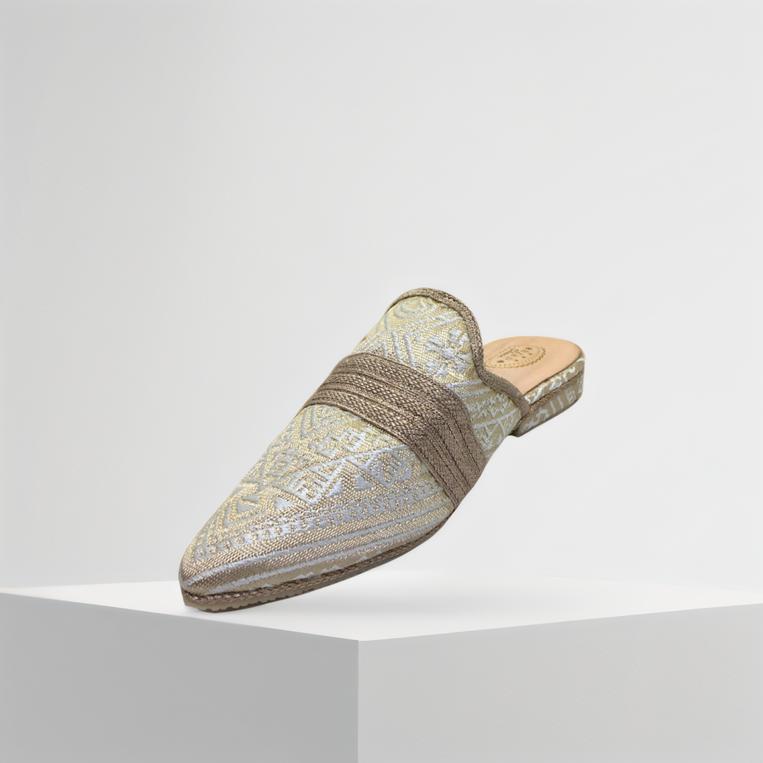 Handmade Moroccan Women’s Babouche Mule – Tamzer Gold Limited Edition | Luxury Berber Slippers